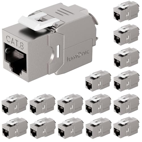 Keystone RJ45 CAT8.1 Lumonic lot de 16 connecteurs blindés sans outil