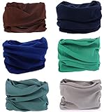 SmilerSmile 6pcs Assorted Seamless Outdoor Sport Bandanna Headwrap Scarf Wrap, 12 in 1 High Elastic Magic Headband & Collars Muffler Scarf Face Mask with UV Resistance,(Solid Color 4)
