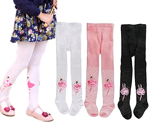 3 Pairs Girls Ballet Dance Tights Toddler Soft Footed Dance Leggings Stockings Cotton Pantyhose