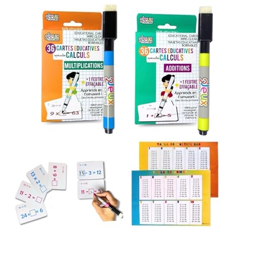 Juegos Educativos Matemáticas para Niños/Tabla De Multiplicar para Niños/Juego Educativo 6 Años/Juego De Mesa para Niños/70 Operaciones Cada Juego (MULTIPLICACIONES + SUMAS)