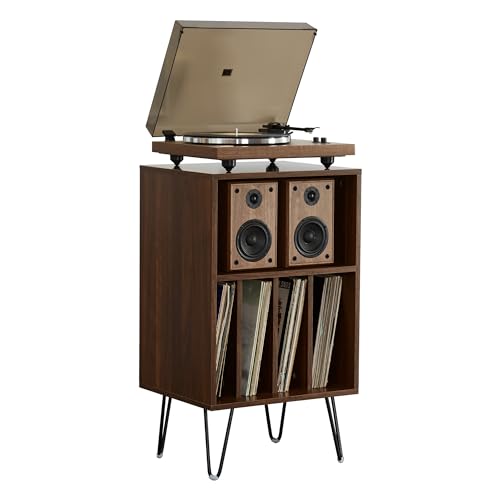 Arkrocket Cassini Record Player with Audio Rack High Fidelity Bluetooth Record Player with 2 Bookshelf Speakers Belt Drive Vinyl Turntable with Moving Magnet Cartridge