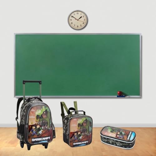 Kit Escolar Infantil de Personagem, Mochila de Rodinhas + Lancheira Térmica + Estojo, P/Meninos (Kit