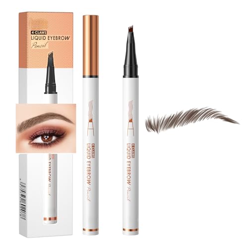 Yulinlon Q707 4 Tipped Precise Brow Pen – Long-Lasting Waterproof Eyebrow Pencil for Natural, Defined Brows – Easy to Use, Suitable for All Skill Levels (2#Dark Coffee)