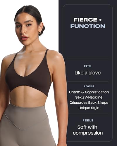 Aoxjox Women's Workout Lily Deep V Cross Back Sport Bras Fitness Bra Yoga Crop Tank2
