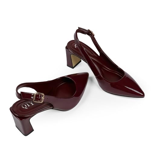 Womens Pumps Pointed Closed Toe Chunky Heel Slingback Heels for Women2