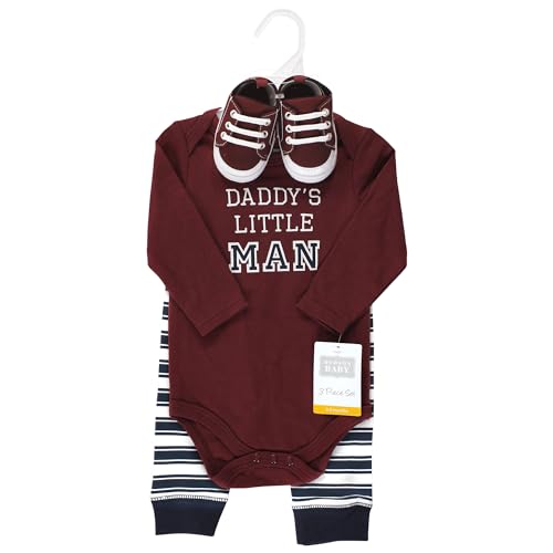 Image of Hudson Baby Unisex Baby Cotton Bodysuit, Pant and Shoe Set