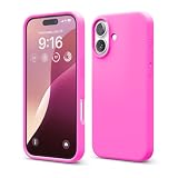 elago Cover Compatibile con iPhone 16 - Custodia in Silicone Liquido Premium, Protettiva Completa, Antiurto, Sottile, Fodera in Microfibra Antigraffio (Rosa Vivo)