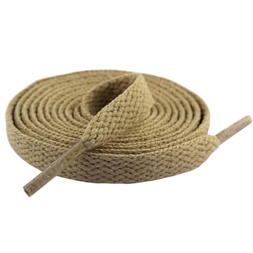 VONCYKI Flache Schnürsenkel für Erwachsene, Schwarz, Weiß, Rosa, Schnürsenkel, Sneaker, ohne elastische Schnürsenkel, Freizeit-Schnürsenkel, Schuhzubehör (Khaki, 100 cm), 2 Paar