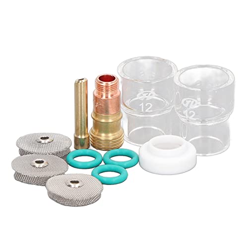 11 PPC Accesorios de pistola de soldadura TIG Copa de vidrio Colleta Collet Gas Lente O Cubierta delantera Conjunto de tapa delantera adecuada para soldadura portátil WP17