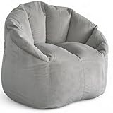 Aiire Sillon Puff Salon de Lujo - [85x85x75] Sofa Puf Moderno en Terciopelo Persa - Puffs con Relleno Incluido para Adultos o Decoracion Habitacion Juvenil - Bean Bag Chair Infantil XXL Gris