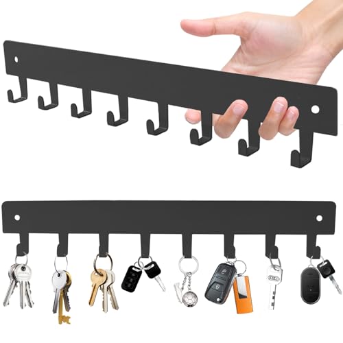 Yoanxong 2 Pack Key Holder for Wall, Key Hooks with 8 Hooks, No Drilling Required, Self-Adhesive Key Holder, Hallway Wall Mount Keychain, Key Holder Wall Mount for Corridor, Living Room (Grey) by Yoanxong - Used condition - US$11.83