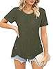 Syphiby Womens Casual Short Sleeve T-Shirts Crew Neck Summer Tops Fashion Dressy Tunic Blouses Ladies Knit Solid Loose Casual T Shirts Tee Blouses Army Green #1