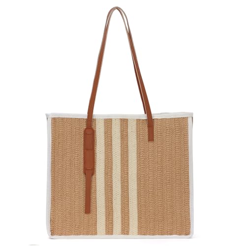 SUKUTU Large Straw Tote Bag for Women Summer Beach Weaving Chic Woven Shoulder Bag for Travel Vacation