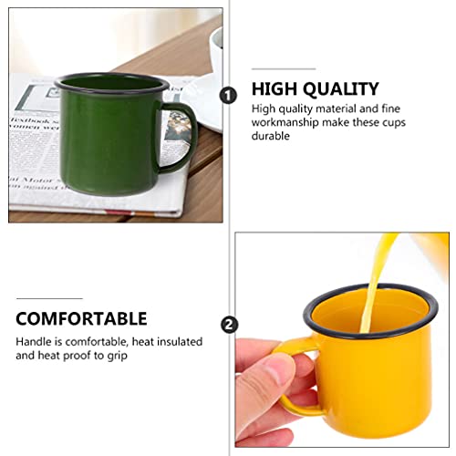 Luxshiny Juego de 4 Tazas de Camping Esmaltadas Tazas de Café Vintage Pequeñas Tazas de Té de Metal Tazas de Sopa de… - Imagen 7