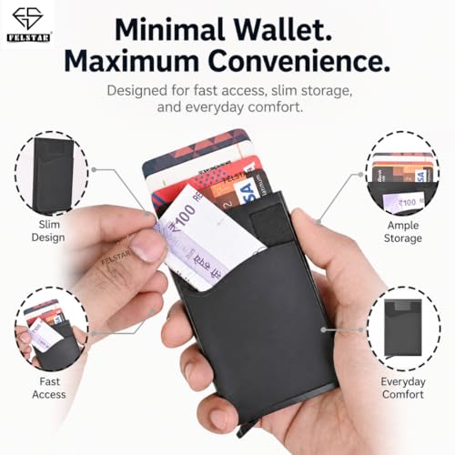 Image of FELSTAR 10-12 Cards RFID Blocking Aluminum Pop up Smart Credit /Debit ATM Wallet for Men and Women Card Holder Minimalist with Pocket Corporate Gift for Employees (Pop Up Pocket Minimalist)