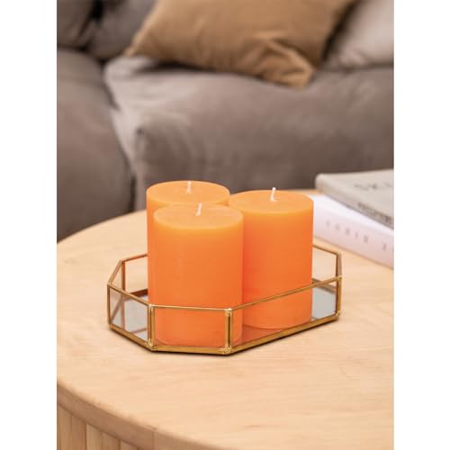 Candwax PIL-OR-73X100-3 3X4 Pillar Candles Set Of 3 - Decorative Rustic Candles Unscented And No Drip Candles thumb #5