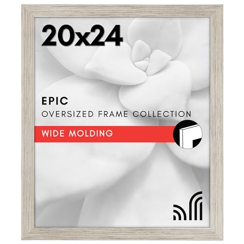 Americanflat 20x24 Picture Frame with Polished Plexiglass - Wide Picture Frames Made of Engineered Wood for Vertical or Horizontal Wall Display - Epic Collection - Driftwood