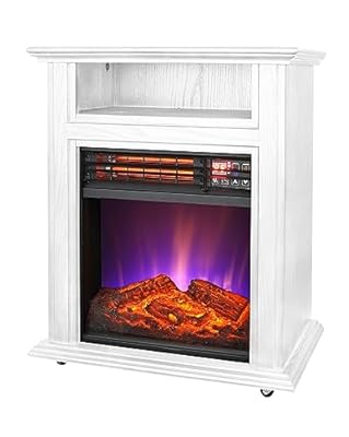 Comfort Glow Mobile Electric Quartz Fireplace, Painted White