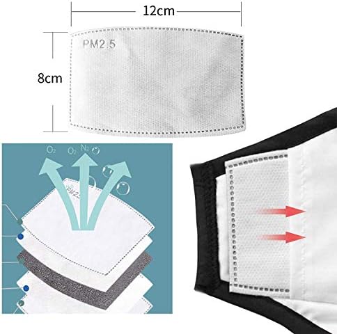 Cotton Face Cover with 2x Carbon Air Filters - Washable & Reusable Face Mouth Protector with Adjustable Straps (Black)