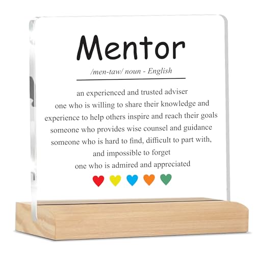 Image of Giftplease Mentor Plaque with Wooden Stand Personalized Gift for Mentor, Coach, Teacher, Appreciation Keepsake, Clear Desk Decor, Inspirational Thank You Gift, Office Table Display MP 67