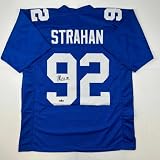 Facsimile Autographed Michael Strahan New York Blue Reprint Laser Auto Football Jersey Size Men's XL