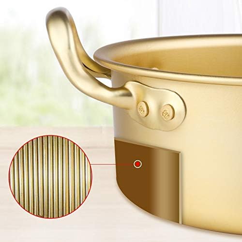 Home Practical Aluminum Alloy Noodle Cooking Pot Multipurpose Yellow Aluminum Stockpot Instant Noodles Pot