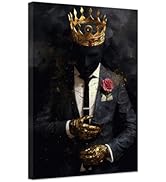 ZXHYWYM Black African Wall Art Gold Crown Wall Decor Man King Picture Afro American Canvas Prints...