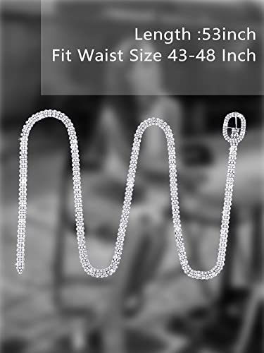 Geyoga 2 Pieces Women Rhinestone Belt for Dress Crystal Diamond Shiny Wide Waist Ladies Belt3