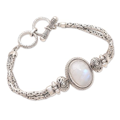 NOVICA Handmade Rainbow Moonstone Pendant Bracelet from Bali Sterling Silver Indonesia Gemstone 'Rare Moon'2