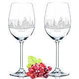 Leonardo Weinglas mit Gravur - Leipzig Geschenk im 2er Set - Weingeschenk - Souvenir Andenken & Mitbringsel - Geburtstagsgeschenk für Sie & Ihn