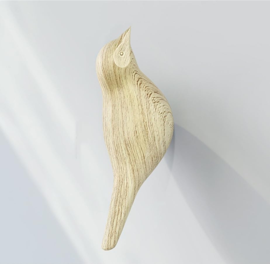 TemooHooks, Lifelike Wood Grain Bird Hooks for Hanging, Premium Resin Creative Wall Mounted Coat Hooks, Safe and Stable Hanging Hooks with Perforated Design, for Home,Living Room(1pcs).