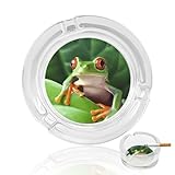 Cendrier rond en verre, cendriers à motif grenouille mignon pour cigarettes