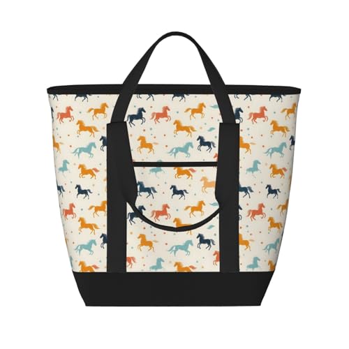 Sac d'épicerie isotherme réutilisable à motif chevaux pour vos courses
