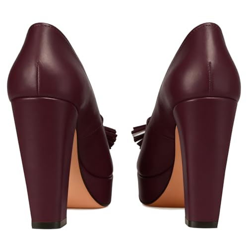Image of SHODENSE Women Vintage Chunky Platform Loafers Pumps Tassel Round Closed Toe Slip On Suede Block High Heel Dress Loafer Shoes Buckle Strap Oxford Loafers Fringe Pump Dressy Chic Sexy Y2k 4-11 M US