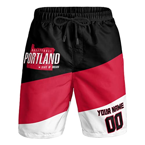 Custom Beach Shorts Basketball City Summer Swim Trunks Beachwear Pants Add Name & Number Personalized Gifts for Men Youth
