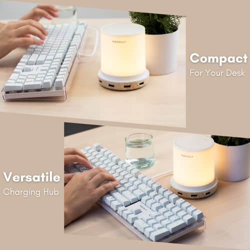 Macally Table Bedside Lamp With Usb Ports - 4 Fast Charging Ports And Touch Control - Usb Lamp With Dimmable Light - Perfect As Small Bedside Lamp For Nightstand Or Bedside Night Light Charger Usb #TOP1
