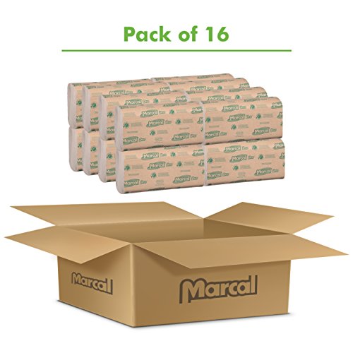 Marcal Pro Multi-Fold Paper Towels, 100% Recycled, 1-Ply, Natural Color Hand Towels, 250 Per Pack, 16 Packs Per Case For 4000 Total Green Seal Certified Towels P200N #TOP1