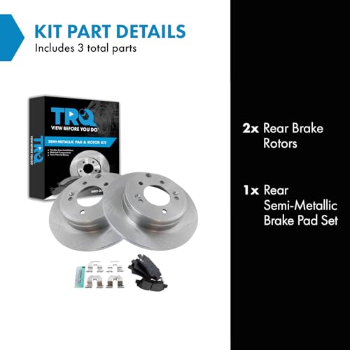 Image of TRQ Rear Brake Pad and Rotor Set Semi Metallic Rotors | For 2012-2017 Hyundai Azera 2011-2014 Sonata 2011-2016 Kia Optima