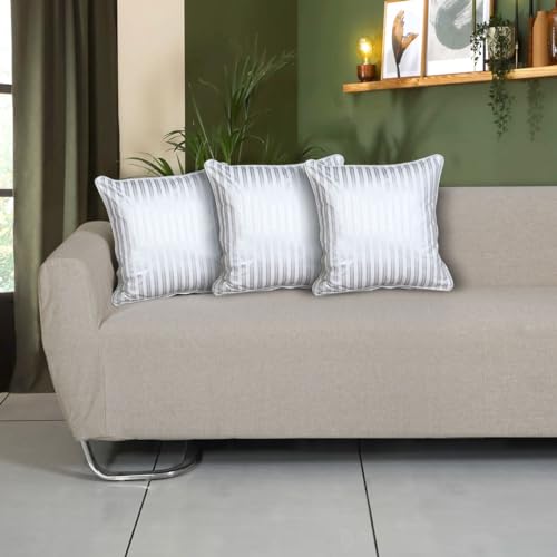 Image of ODE & CLEO with Front Vertical Foil Printed Stripe Cushion Covers with Zip Closure 18 inch x 18 inch (Pack of 3)