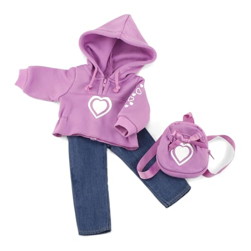 Emily Rose 18 Inch Doll - 3 Piece Pink Heart Hoody 18
