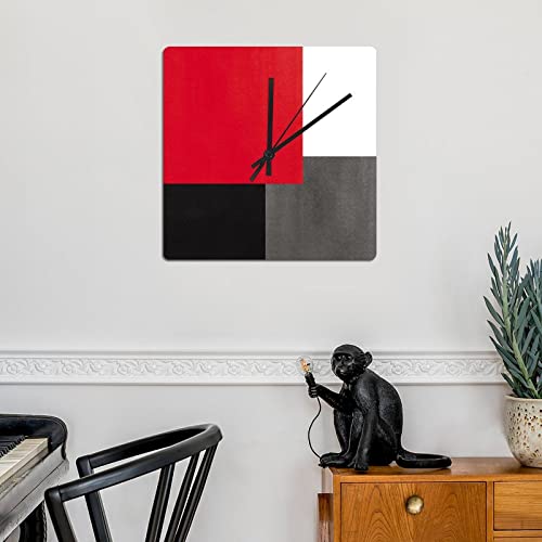 Reloj de pared cuadrado analógico 15 pulgadas silencioso miniatura 4