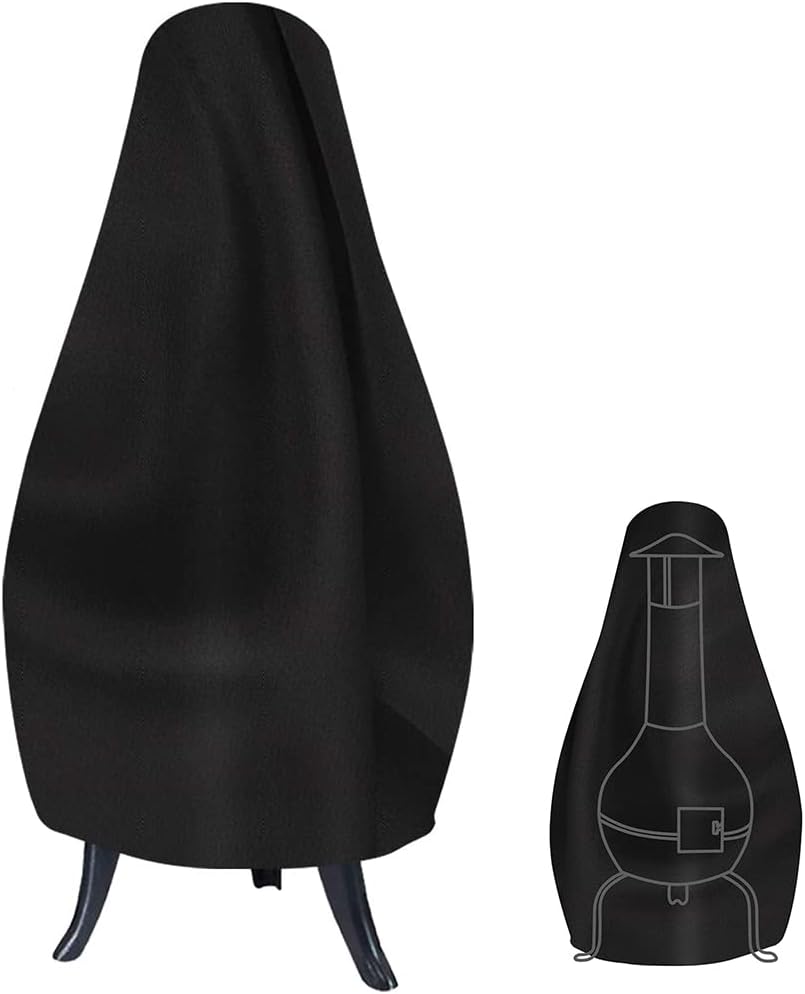 Outdoor Patio Chiminea Cover Skyour Waterproof Durable Wood Burning Chimineas Covers Dustproof Chimney Fire Pit Heater Protector Cover (Black)