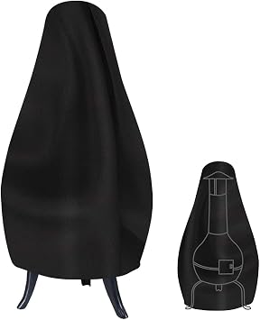Outdoor Patio Chiminea Cover Skyour Waterproof Durable Wood Burning Chimineas Covers Dustproof Chimney Fire Pit Heater Protector Cover Black