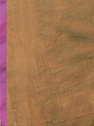 Image of Women's Tissue Cotton Saree | Plain Lightweight Tassel Pallu Saree with Blouse