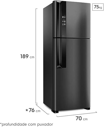 Geladeira IF56B LJEIN Top Freezer Frost Free Efficient Black Inox Look Autosense - 220V