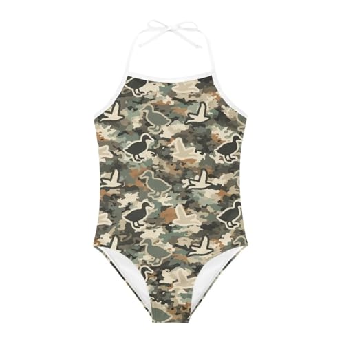 Image of ELEQIN Cartoon Animal Cute Girls One Piece Swimsuit Adjustable Swimwear for 3Y-10Y