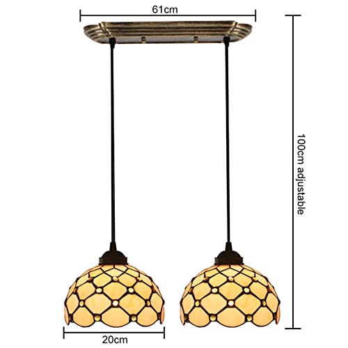 Vitrail de 20 cm suspension style Tiffany avec hauteur réglable
