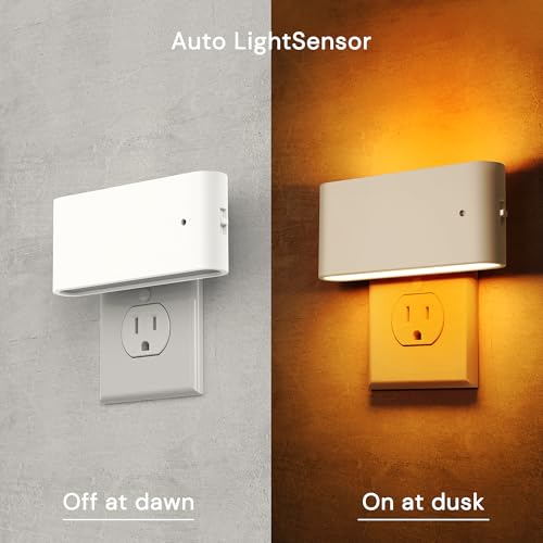 Image of L LOHAS LED Night Light, 2 Pack Modern LED Night Lights Plug into Wall with Dusk to Dawn Sensor, 0-100LM 2000K /3000K /5000K Dimmable Nightlight for Hallway Bedroom Stairway