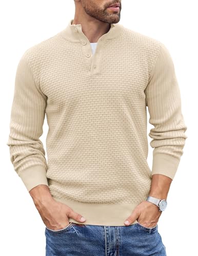 COOFANDY Men's Quarter Button Sweaters Lightweight...