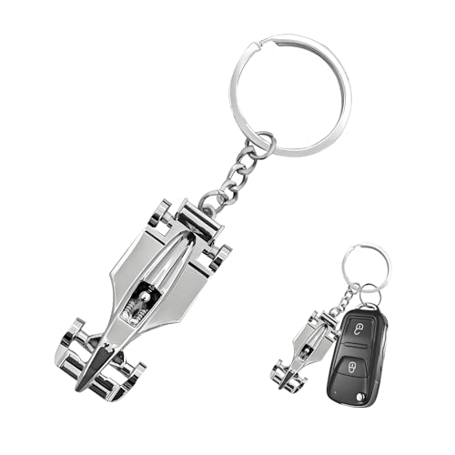 Rdxcv F1 Racing Car Model Keychain, 3D Zinc Alloy Formula One Car Keyring, Creative Racing Model Key Fob for Men Women